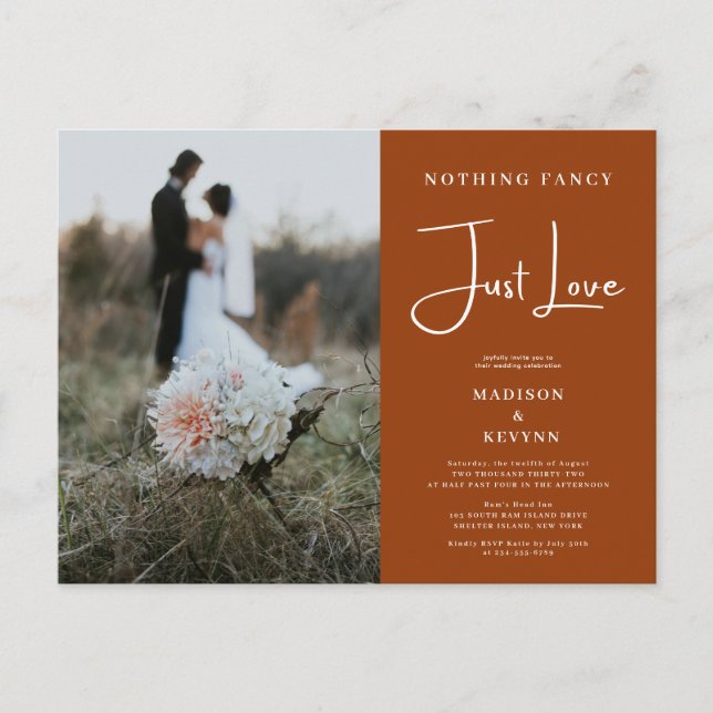 Inget fotoinbjudan till Elopement Kärlek just Fina Vykort (Framsida)