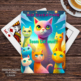 Inget Fuskande Team Katt Vann Whimsical Färgglad K Casinokort