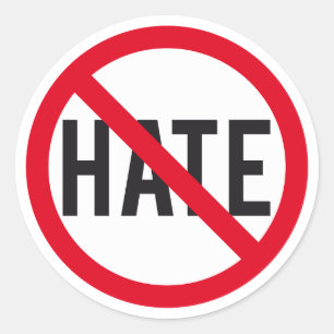 Inget hat, förbudsskylt runt klistermärke