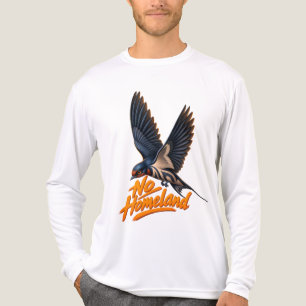 Inget Hemland Flygande Svala Fågel Frihet Popkonst T Shirt