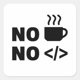 Inget inget kaffe kodifierar fyrkantigt klistermärke