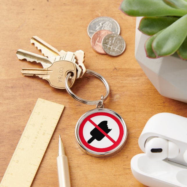 Inget iskrämsignatur | Premium Keychain Rund Silverfärgad Nyckelring (Skrivbord)