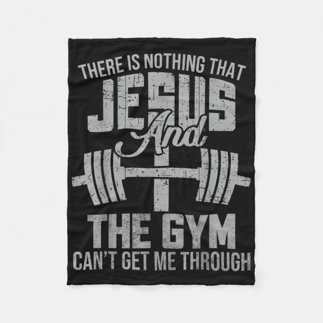 Inget Jesus och Gym Fitness Christian Workou Fleecefilt (Framsidan)