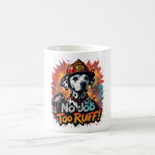 Inget jobb för hårt! Firefighter Hund Mugg - rolig