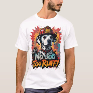 Inget jobb för hårt! Firefighter Hund T-Shirt - Fu