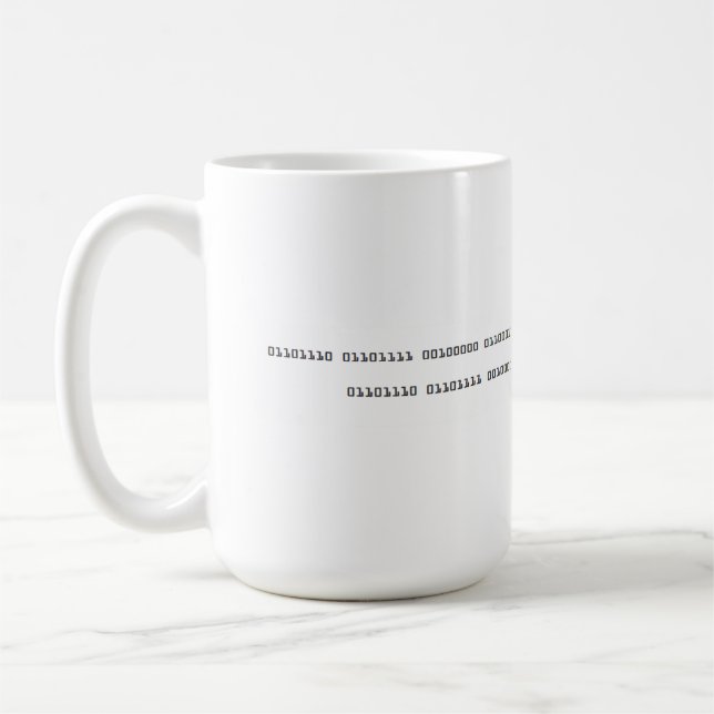 Inget kaffe inget binärt arbete kodifierar kaffemugg (Vänster)