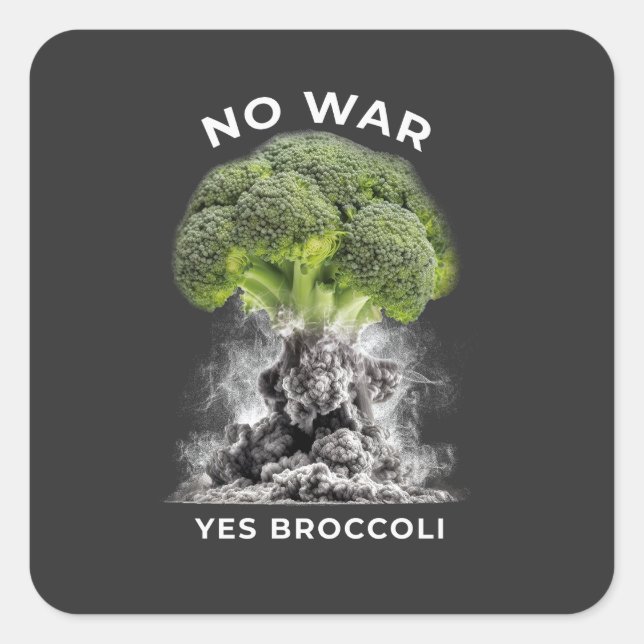 INGET KRIG JA BROCCOLI FYRKANTIGT KLISTERMÄRKE (Framsida)