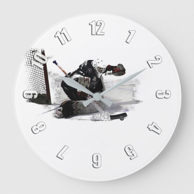 Inget mål här! - Hockey Player Large Clock Stor Klocka (Framsida)