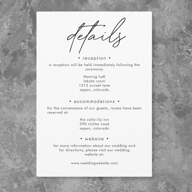 Inget märkvärdigt, bara kärlek Minimalistiska bröl Tilläggskort (Nothing Fancy Just Love Minimalist Wedding Details Enclosure Card)