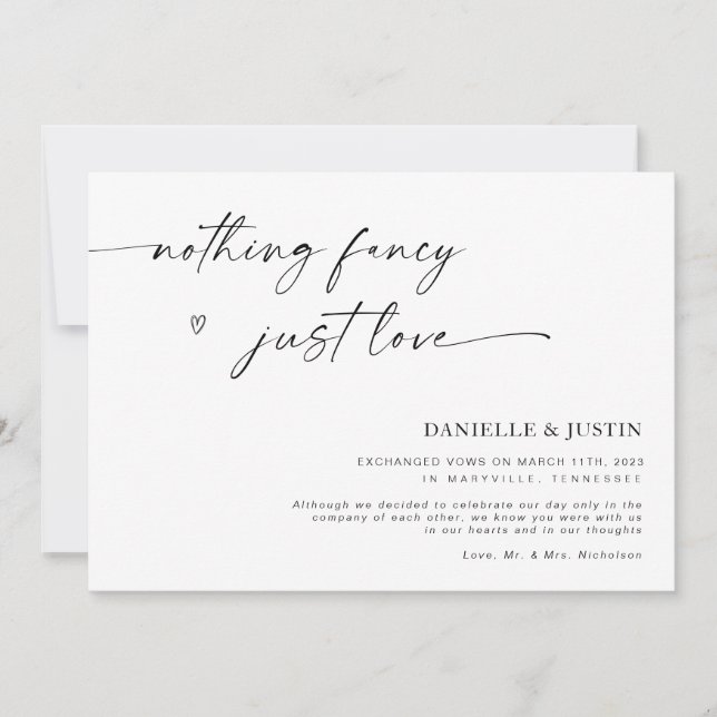 Inget meddelande om Kärlek Elopement Finare just Inbjudningar (Framsida)