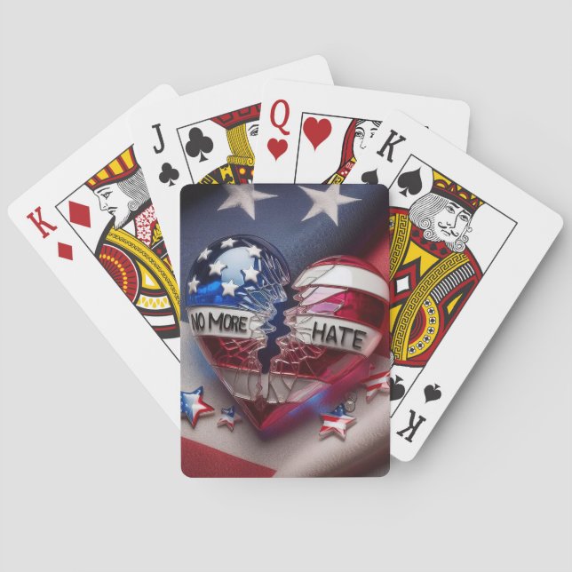 Inget mer hat, brutet patriotiskt hjärta casinokort (Baksidan)