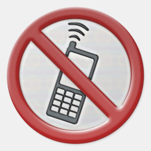 INGET MOBILT ZONT tecken Runt Klistermärke