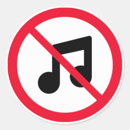 Inget Music Red Circle-tecken | Klassiska rondepåe Runt Klistermärke