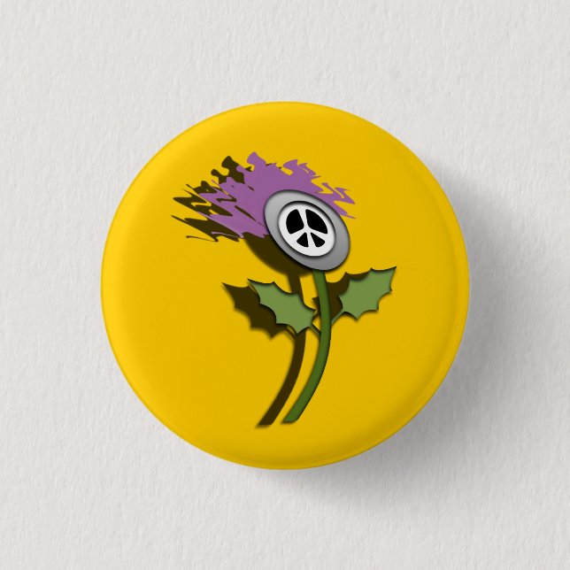 Inget Nukes den skotska Thistletecknaden Pinback Knapp (Framsida)