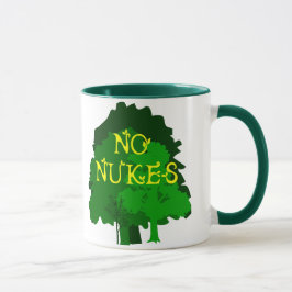 Inget Nukes med den gröna trädkaffemuggen Mugg