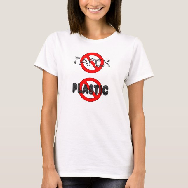 Inget papper ingen plast- T-tröja Tee (Framsida)