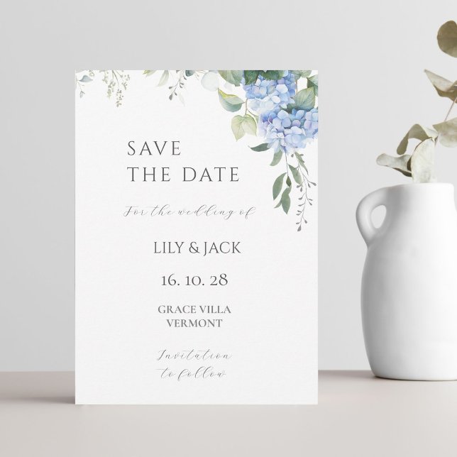 Inget Photo Hydrangea Bröllop spara datum-kort (Skapare uppladdad)