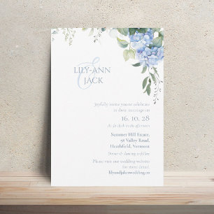 Inget platt foto-Hydrangea-bröllopsinbjudan-kort