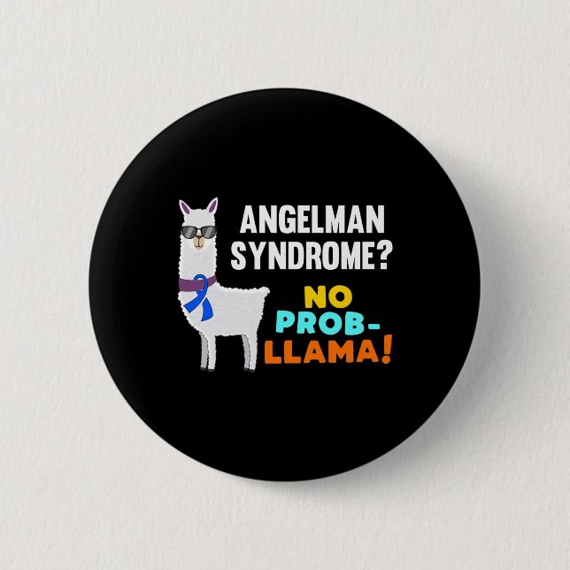Inget Prob-llama Angelman syndrom Warrior Överleva Knapp (Framsida)