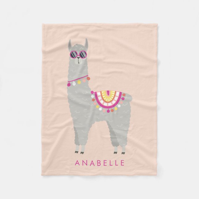 Inget Prob - Llama - Personlig barn Fleecefilt (Framsidan)