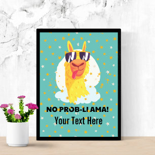 Inget-Prob-Llama Rolig Söt Llama med Stjärnor Poster