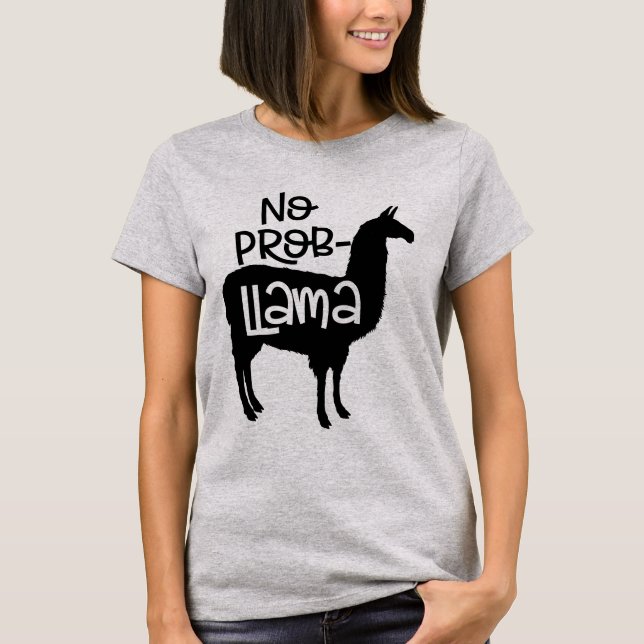 Inget Prob-LLama Roligt Djur T Shirt (Framsida)