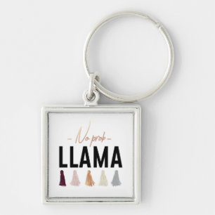 Inget Prob Llama  Tassel Guld Fyrkantig Silverfärgad Nyckelring