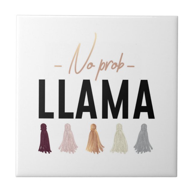 Inget Prob Llama| Tassel Guld Kakelplatta (Framsidan)