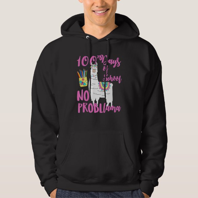 Inget Problem 100 Dagar Skola LLama Lärare_1 Hoodie (Framsida)
