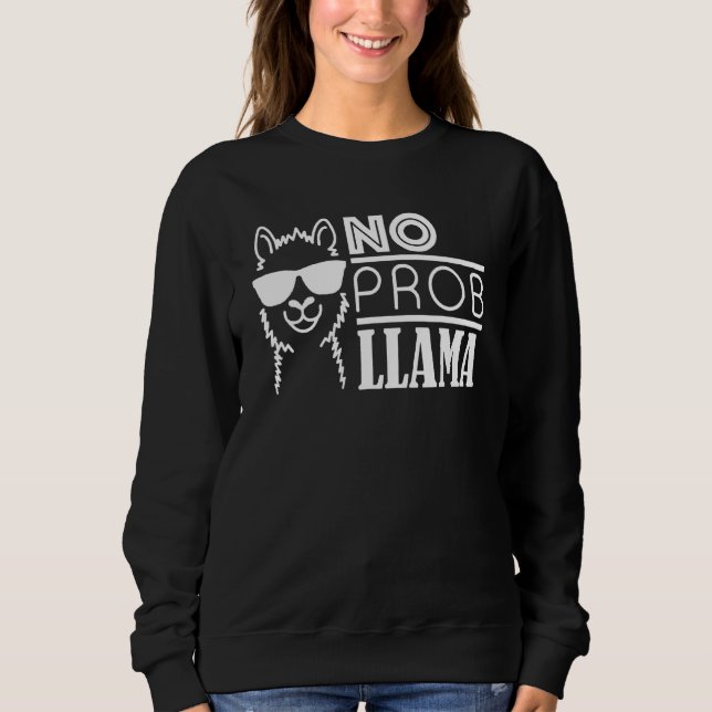 Inget Problem Lama Rolig Gårdsdjur Cool Solglasögo T Shirt (Framsida)