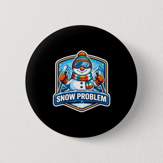 Inget problem snömannen skidåkning skidälskare sno knapp (Framsida)
