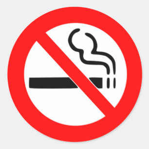 INGET - röka SIGNALERA - FÖRBJUDA CIGARETTEN Runt Klistermärke