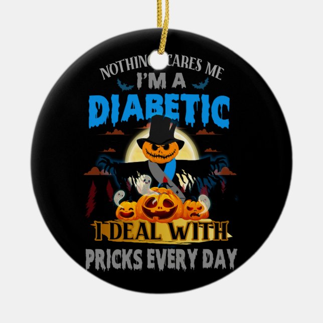 Inget Skrämmer att jag är diabetes typ 1 2 Julgransprydnad Keramik (Framsidan)