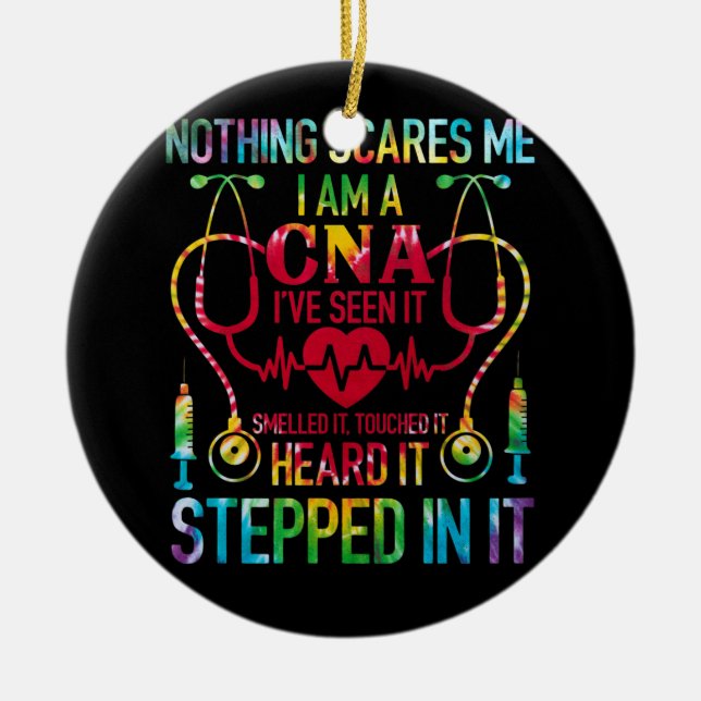 Inget Skrämmer mig CNA-sjuksköterskejobb Älskare C Julgransprydnad Keramik (Framsidan)