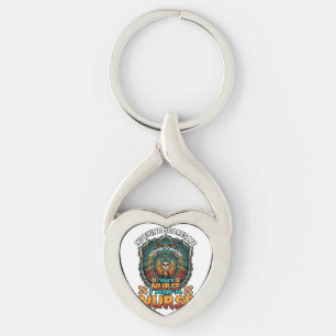 Inget skrämmer mig sjuksköterska Halloween skalle Twisted Heart Silverfärgad Nyckelring