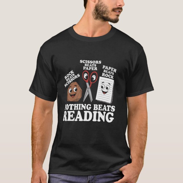 Inget Slår Att Läsa Sten Sax Påse för Bok T Shirt (Framsida)