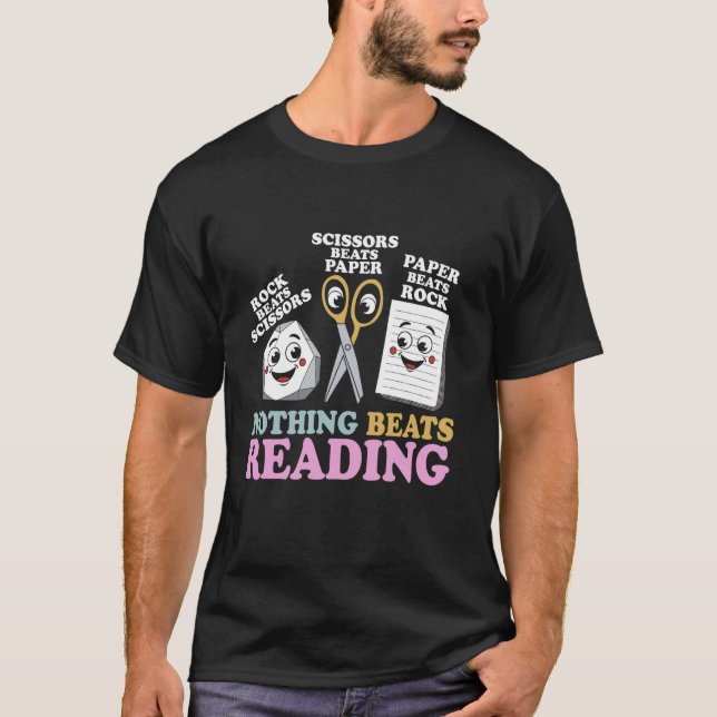 Inget Slår Att Läsa Sten Sax Påse För Bok T Shirt (Framsida)