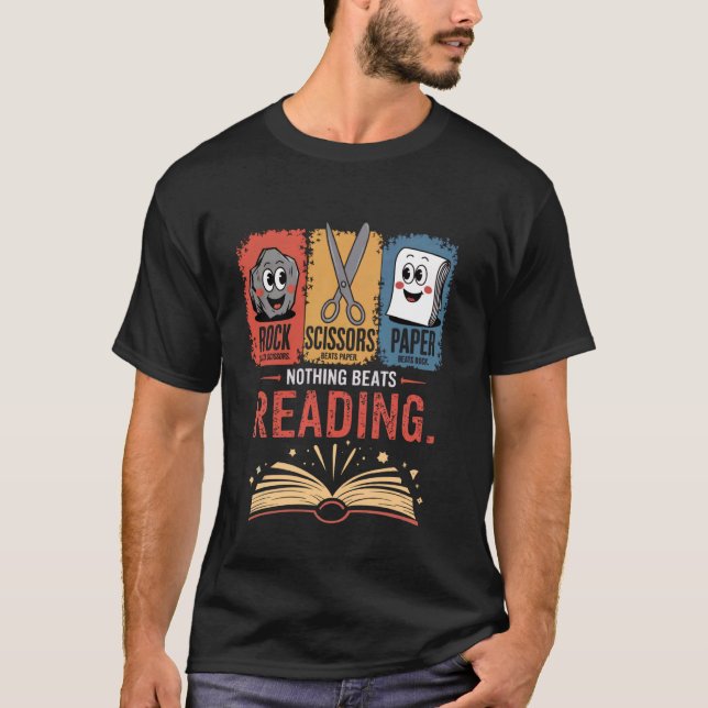 Inget Slår Läsning Sten Sax Påse Läsare F T Shirt (Framsida)