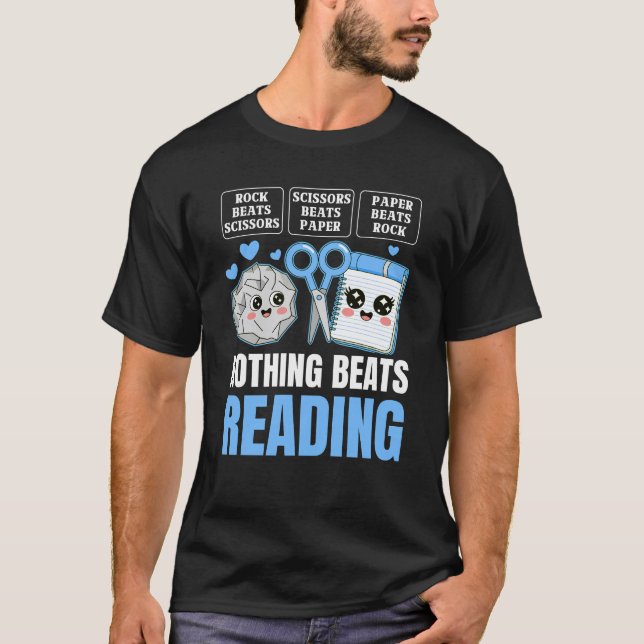 Inget slår när man läser Sten Pappra saxar Funny B T Shirt (Framsida)