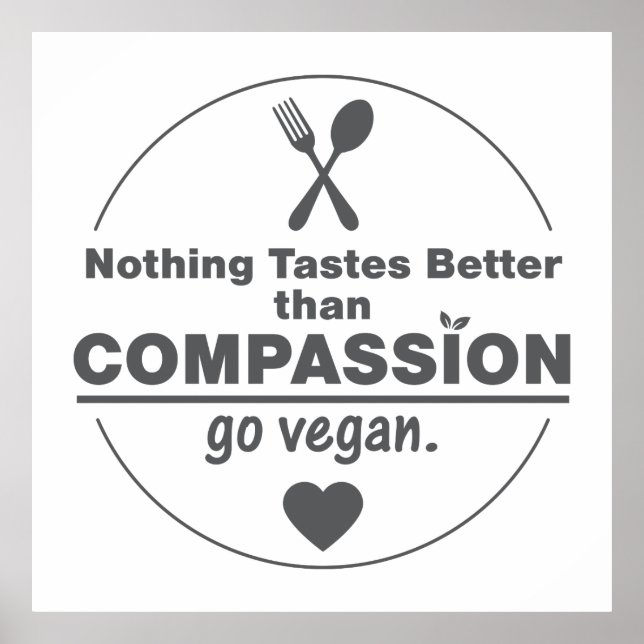 Inget smakar bättre än kompassion Go Vegan Poster (Framsidan)