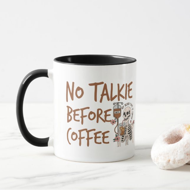 Inget snack före kaffe rolig kattälskare present mugg (Med munk)