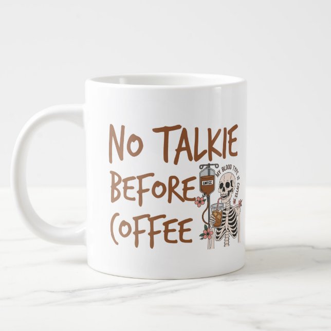 Inget Snack före Kaffe rolig present till kattälsk Jumbo Mugg (Vänster)