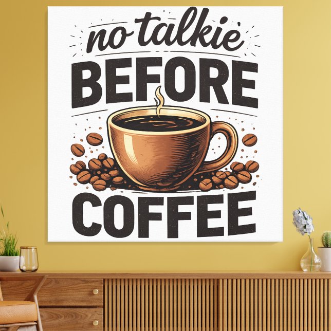 Inget Snack Innan Kaffet – Rolig Retro Kaffeälskar Canvastryck (Insitu (Vardagsrum))