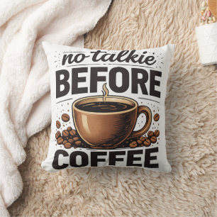 Inget Snack Innan Kaffet – Rolig Retro Kaffeälskar Kudde