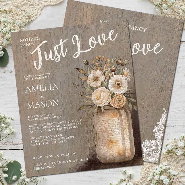 Inget Tjafs Bara Kärlek Blommig Murglas Bröllop (Nothing Fancy Just Love Floral Mason Jar Wedding)