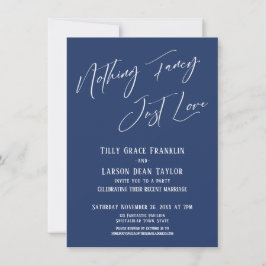 Inget Tjafs, Bara Kärlek Elegant Typografi Marinbl Inbjudningar