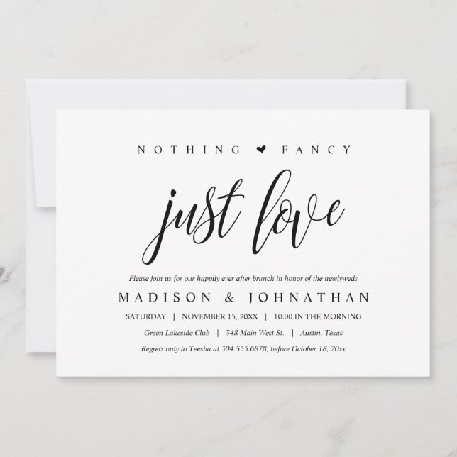 Inget Tjafs, Bara Kärlek Lycklig För Evigt Brunch Inbjudningar (Framsida)