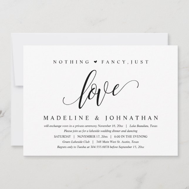 Inget Tjafs, Bara Kärlek Party för Evigt Lycklig Inbjudningar (Framsida)