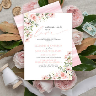 Inget Tjafs Bara Kärlek Rosa Blommig Bröllop Inbjudningar