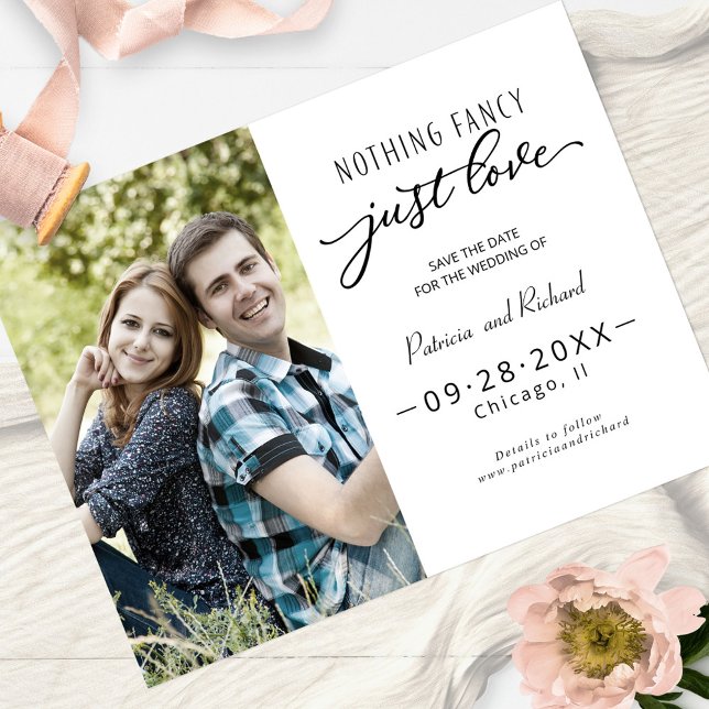 Inget Tjafs Bara Kärlek Spara Datum Foto Vykort (Skapare uppladdad)